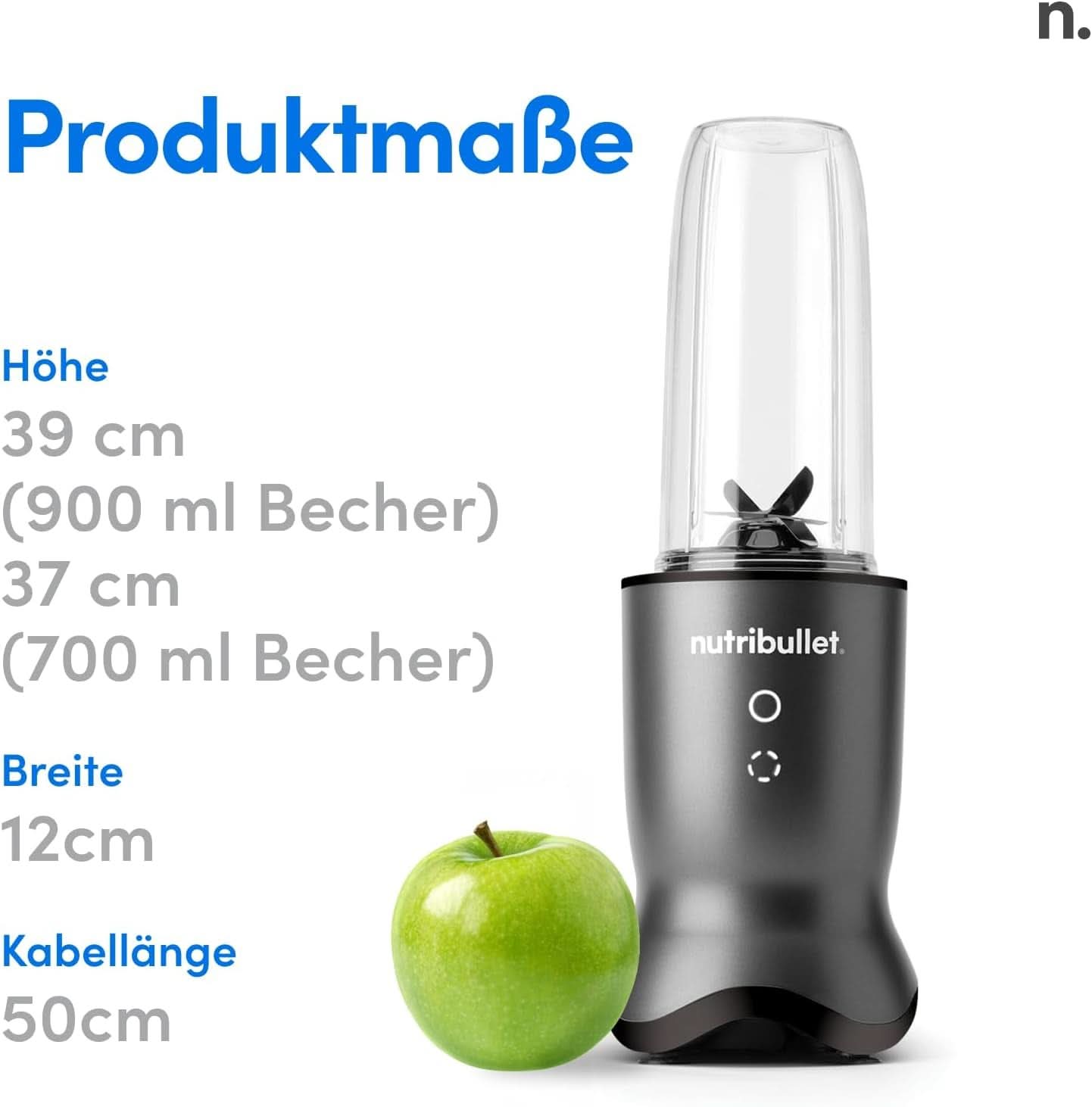 Blender osobisty Nutribullet, mikser Der Leistungsstärkste Mixer Für Eine porcja, silnik 1000 Watt Und Leiser, 900 ml Becher Aus Tritan Renew, Leuchtende Touch Bedienknöpfe, Dunkel Grau Bucatarie Naty Shop