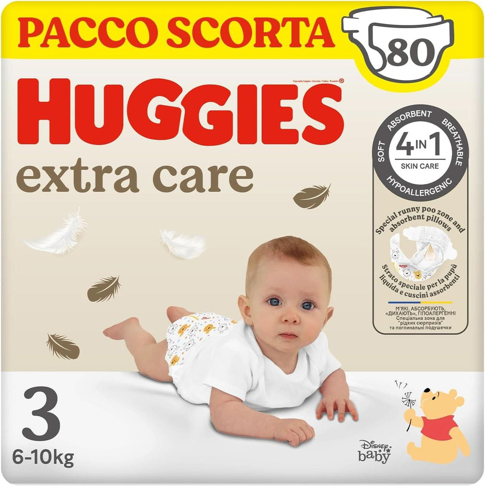 Pieluszki Huggies Extra Care rozmiar 3 (4-9 kg), 2 opakowania po 40 pieluszek Sklep dla mam i dzieci Naty