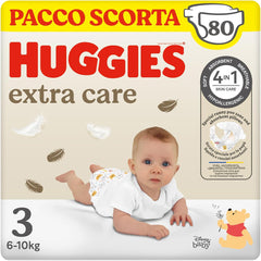 Pieluchy Huggies Extra Care, rozmiar 3 (6-10 kg), 2 opakowania po 40 pieluszek