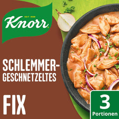 Knorr Fix Würzmischung Schlemmer-Geschnetzeltes für ein leckeres Fleischgericht ohne geschmacksverstärkende Zusatzstoffe 43 g 1 Stück
