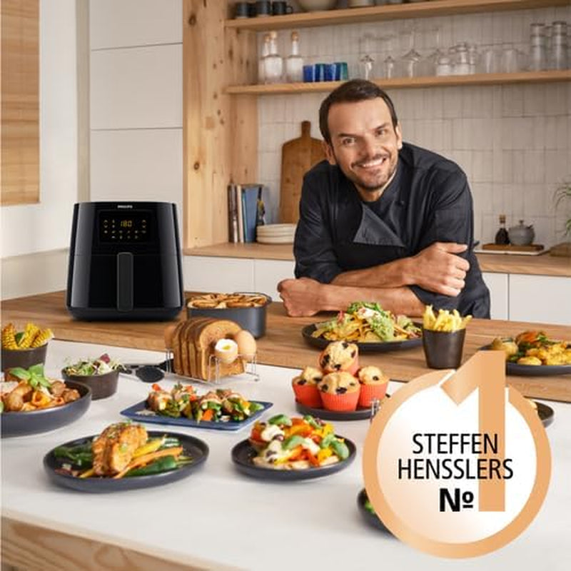 Philips 3000Er Airfryer XL - Tehnologie Rapid Air, prăjire cu până la 90% mai puțină grăsime, capacitate 1,2 kg, 6,2 litri, ecran tactil Electrocasnice Naty Shop
