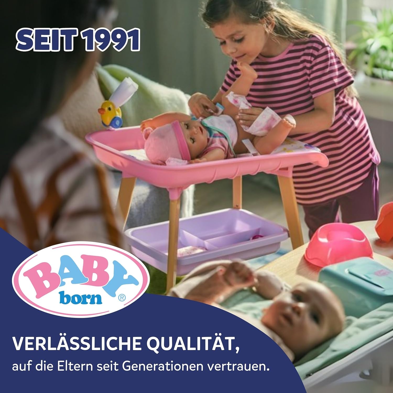BABY Born Lena (Fetiță) - păpușă bebeluș 36 cm - 7 funcții, inclusiv accesorii și saltea - Funcționează complet fără baterii - Potrivită pentru copii mici de la 1 an