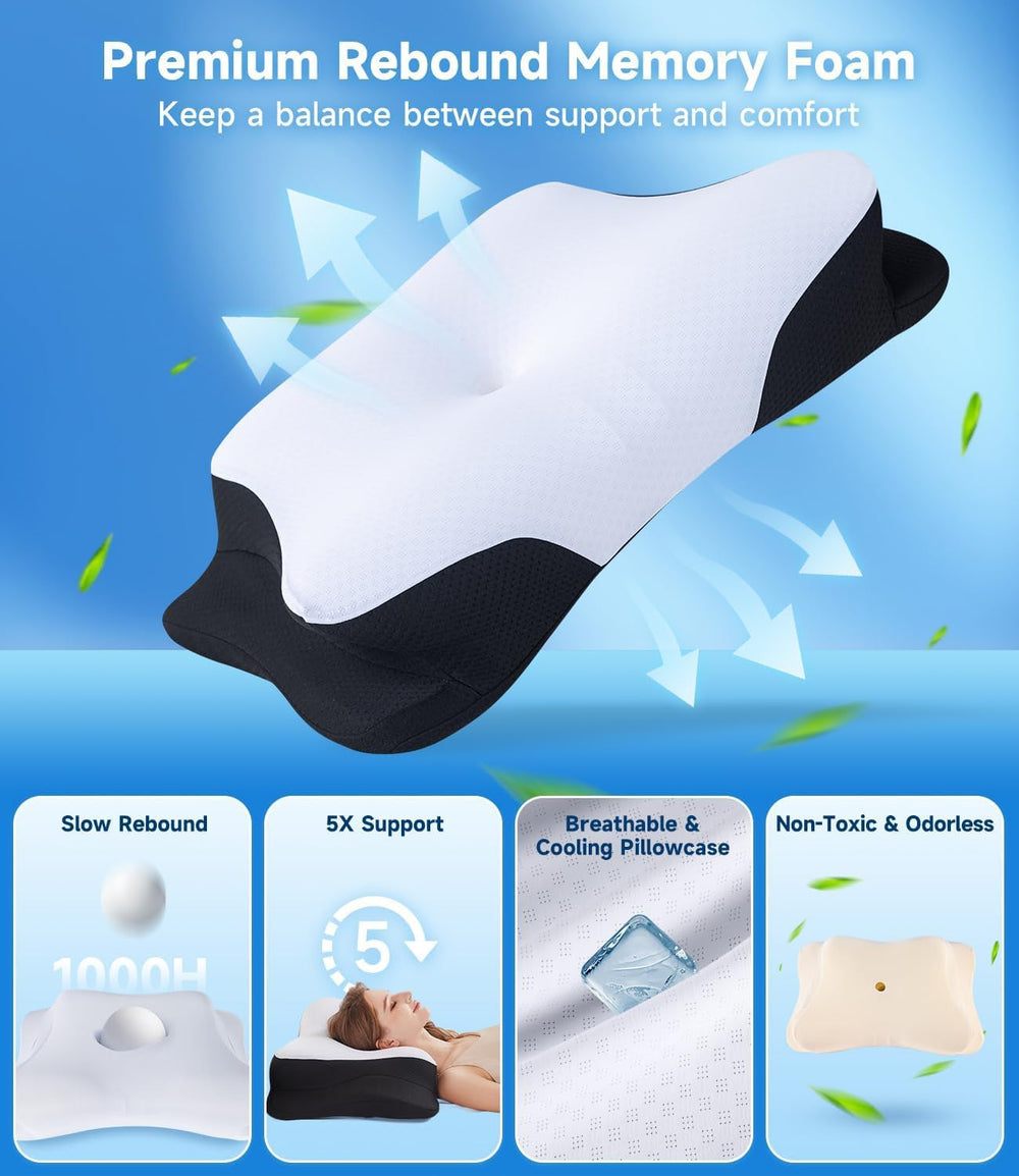 SUPA MODERN pernă din spumă cu memorie, pernă de răcire pentru dormit lateral 60X40, pernă ortopedică pentru spate, lateral, stomac pernă de gât pentru ameliorarea durerii de gât Perne ortopedice cervicale Naty Shop