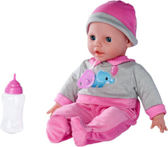 Simba 105140066 - Laura Interactive, lalka o miękkim ciele i zaspanych oczach, gaworząc podczas ruchu, pije z butelki i śpi, 40 cm, lalka od 2 lat Naty Shop Dolls