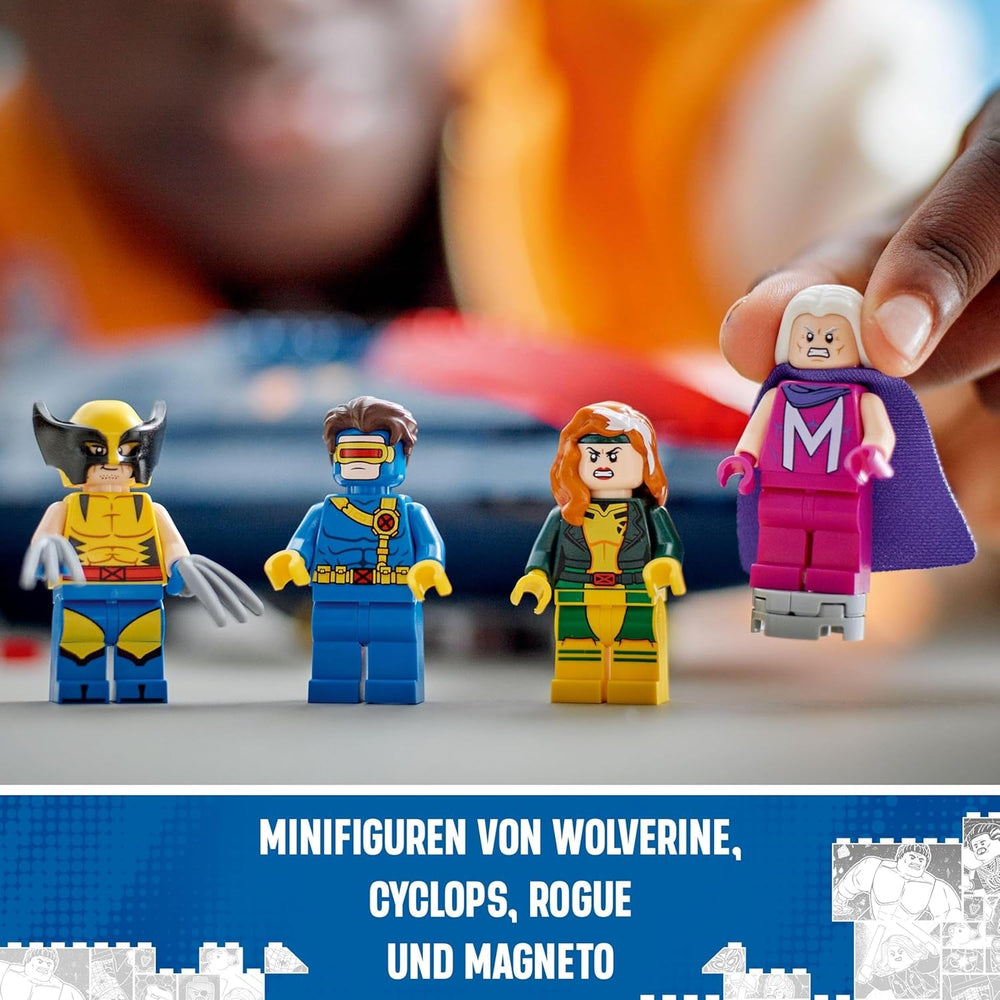 LEGO Marvel X-Jet X-Men budują model samolotu z figurkami, w tym Wolverine'a i Rogue'a. Zabawka superbohatera dla dzieci na prezent dla chłopców i dziewcząt w wieku 8 lat 76281 Zestawy konstrukcyjne Beuche den LEGO-Store