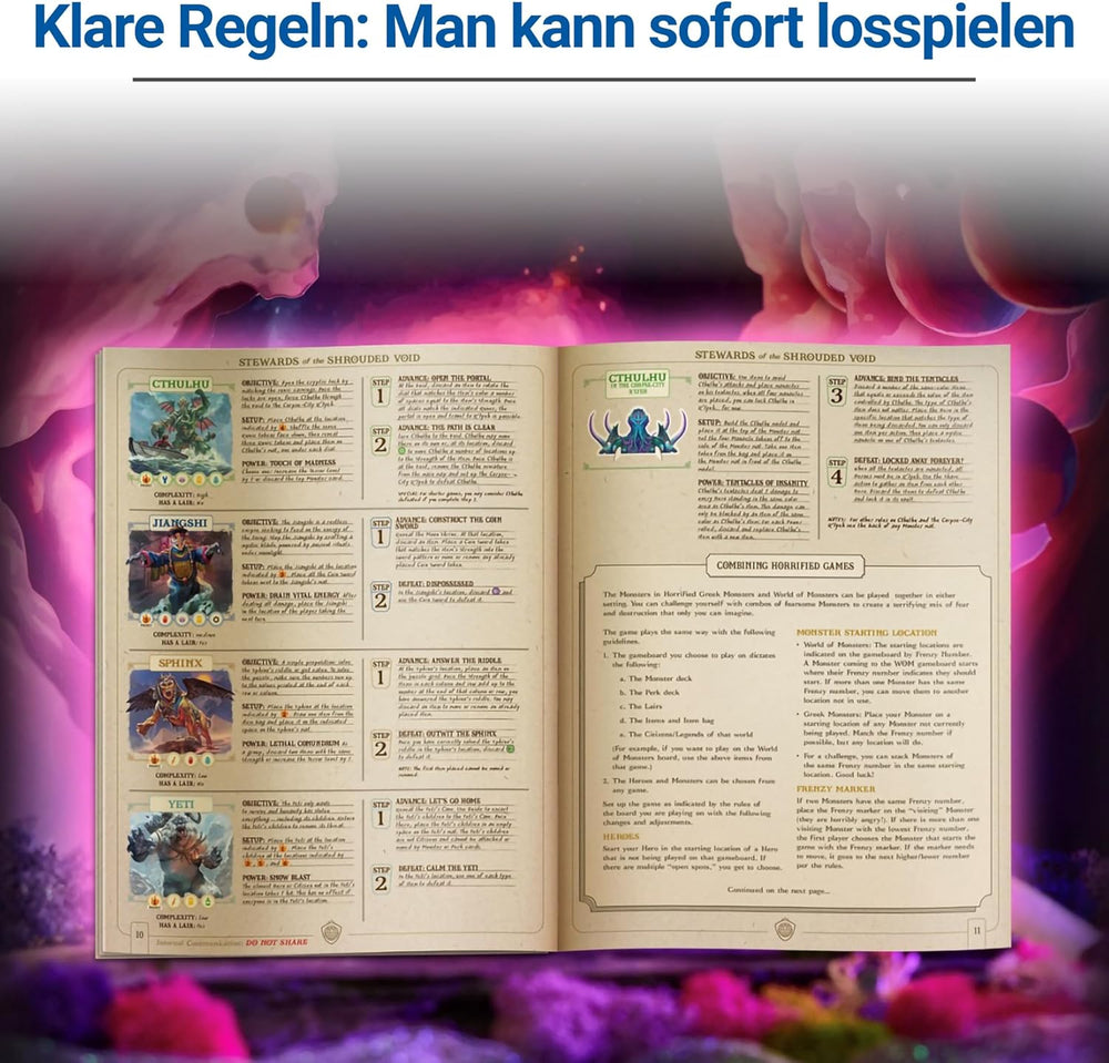 Ravensburger 22892 - Horrified: World of Monsters - Kooperacyjna i wciągająca gra planszowa dla dzieci w wieku od 10 lat na wieczory gier z przyjaciółmi lub rodziną dla 1-5 fanów Przerażony