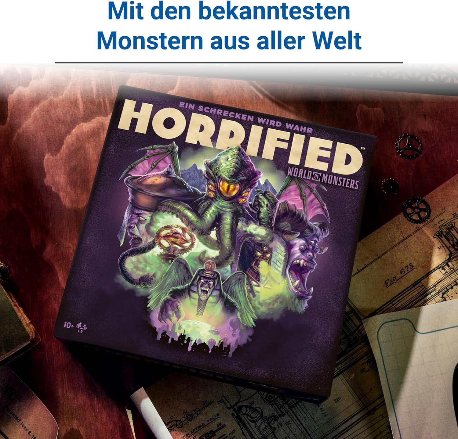 Ravensburger 22892 - Horrified: World of Monsters - Kooperacyjna i wciągająca gra planszowa dla dzieci w wieku od 10 lat na wieczory gier z przyjaciółmi lub rodziną dla 1-5 fanów Przerażony