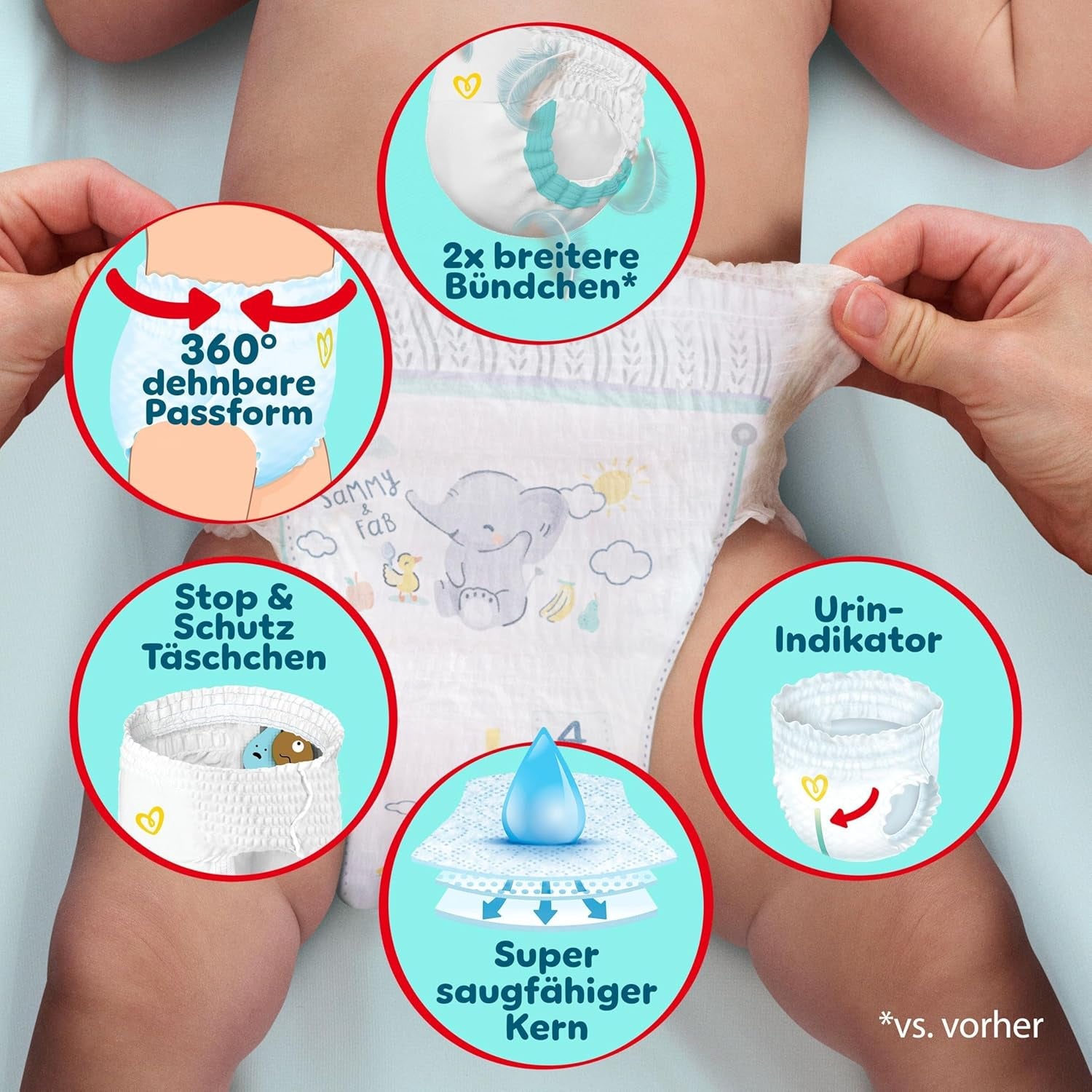 Pampers Premium Protection Pants Größe 6, 78 Windeln, 13kg-19kg, Mit 360° Fitform, 2x breiteren Bundchen als vorher für Komfort & Schutz + 10 Stück Pampers Aqua Baby-Weuchttücher entalten