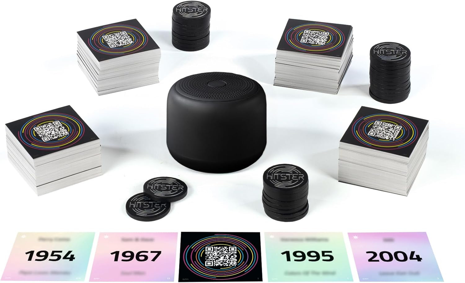 Hitster Platinum Edition – imprezowa gra muzyczna zawierająca 500 utworów z popu, rocka, hip-hopu, tańca i nie tylko, w tym głośnik