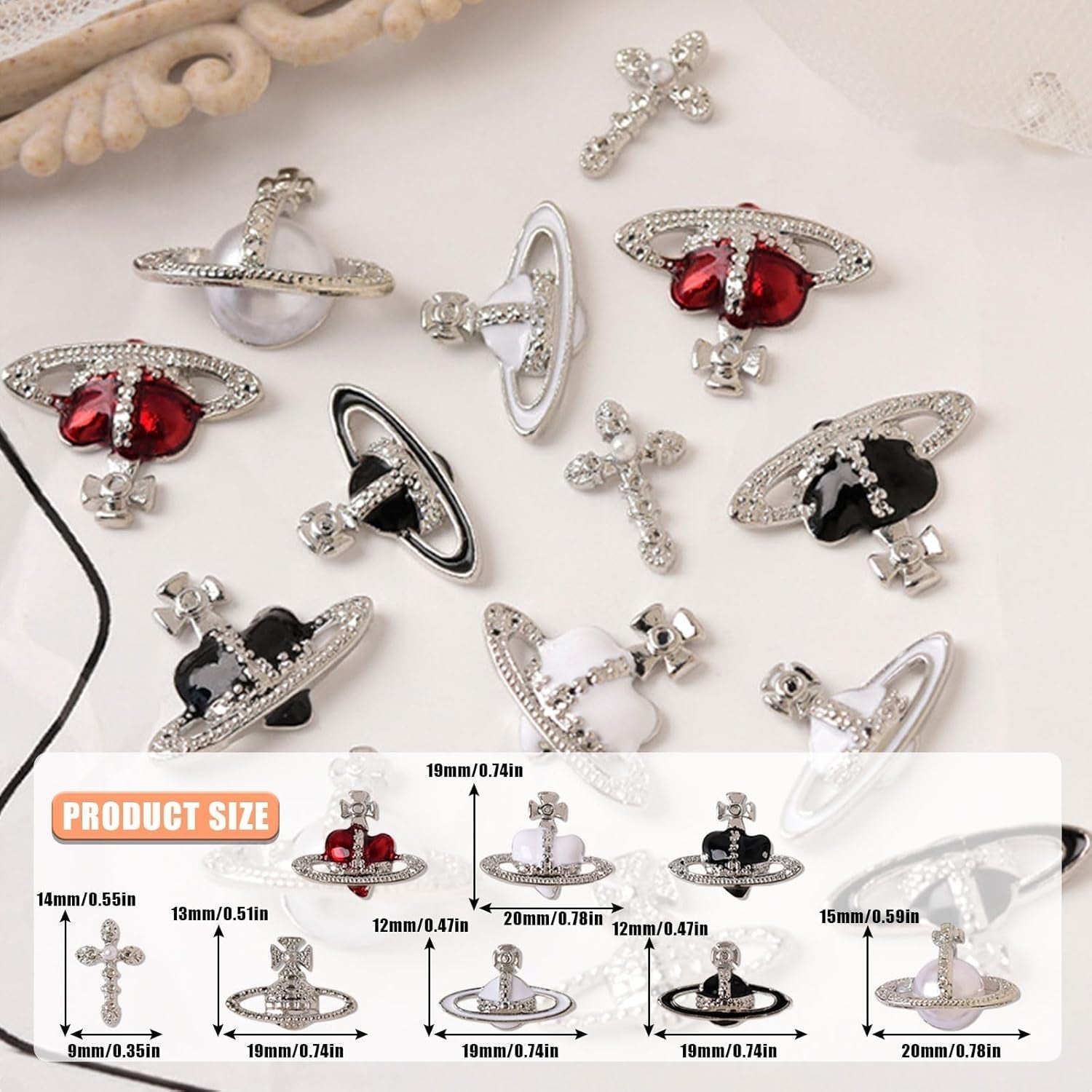 Planet Nail Art Charms, 32 Stück Saturn Form Nagel Edelsteine Für Acrylnägel, Glänzender Nagel Strasssteines Mädchen Nail Art DIY Handwerk Dekoration Zubehör