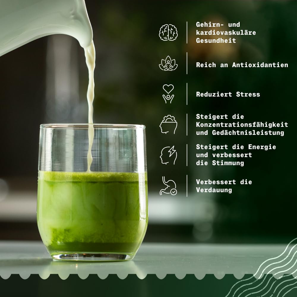 Naturalebio Matcha Ceai pudră bio - Calitate premium - 100G. Ceai verde original din Japonia. Ideal pentru băut. Ceai verde pentru latte, smoothie-uri. Produs în Uji, Kyoto.