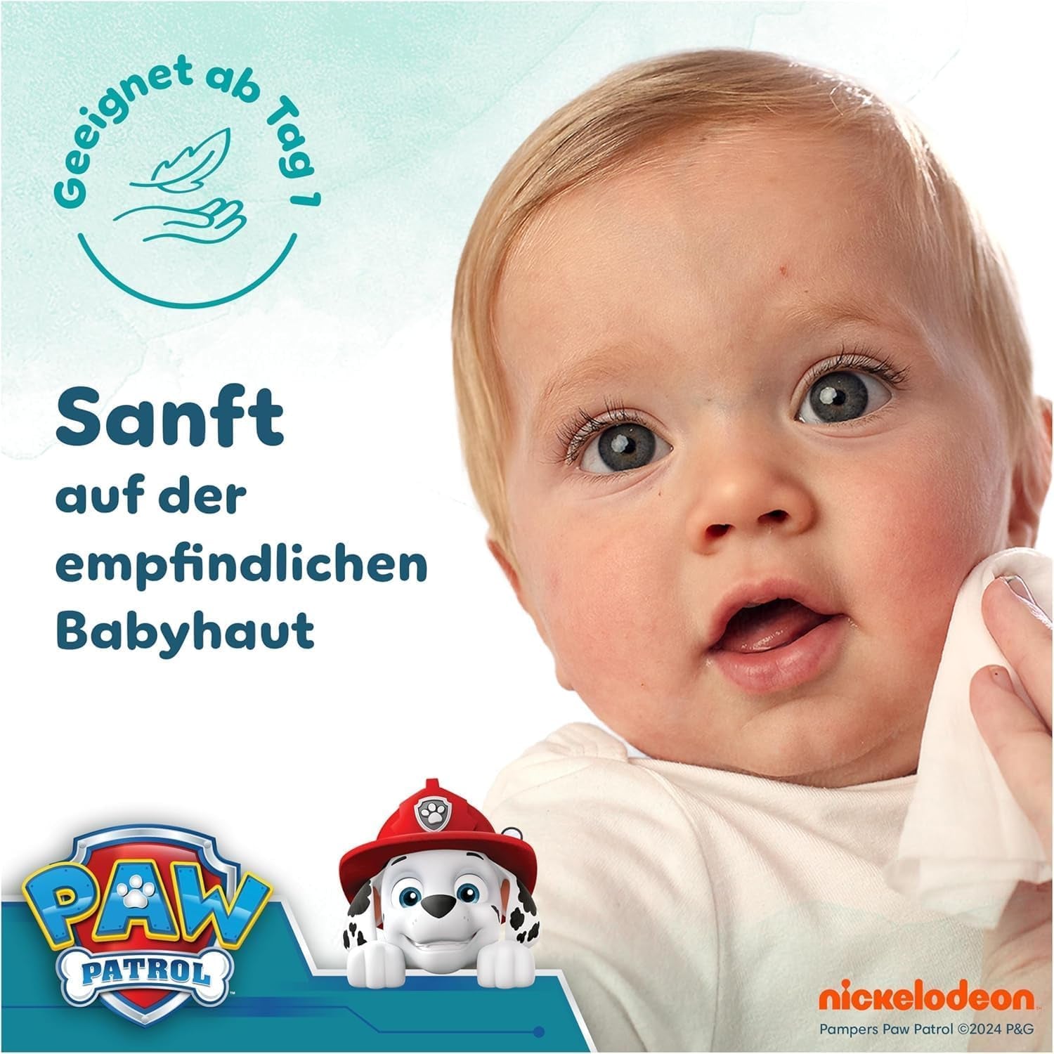 Pampers Harmony Aqua Chusteczki dla niemowląt Paw Patrol 15 sztuk 48 chusteczek 720 chusteczek dla niemowląt pomaga przywrócić naturalną równowagę pH skóry Lekki balsam 99% wody