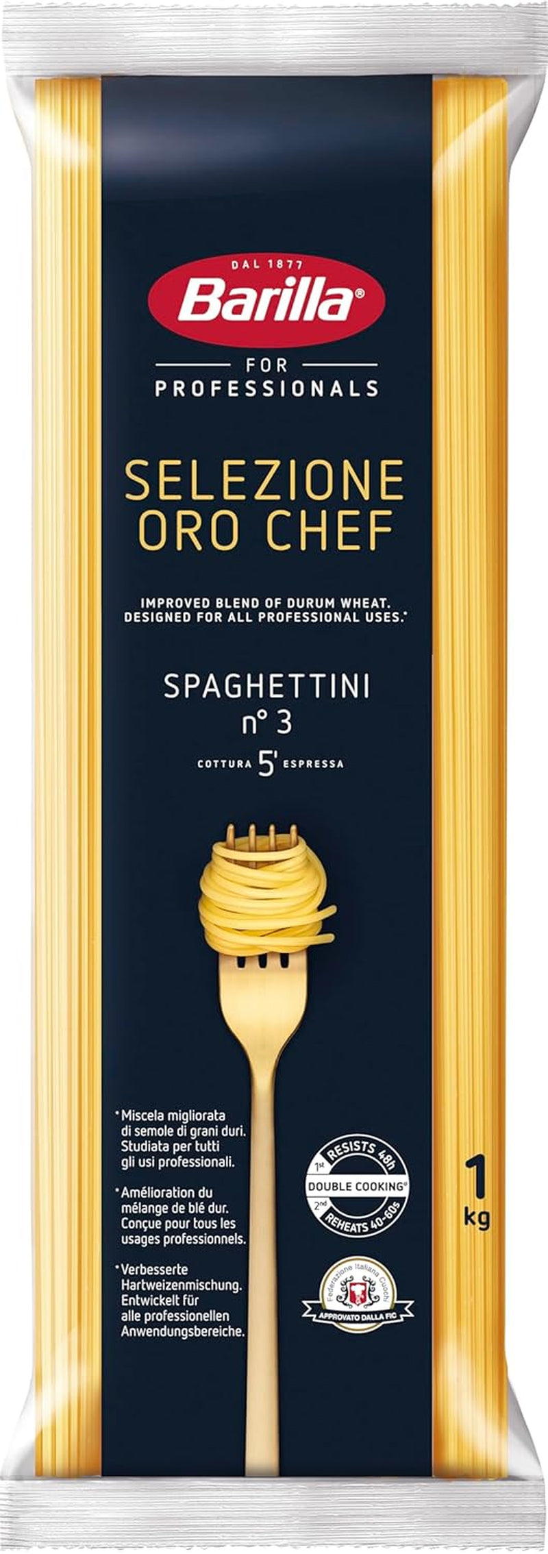 Barilla Selezione Oro Szef kuchni Spaghettini n. 3, opakowanie 12 sztuk (12 x 1 kg)