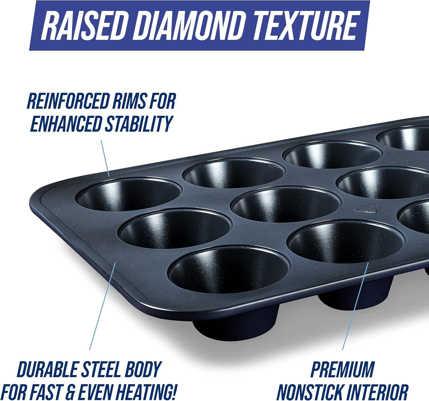 Blue Diamond Bakeware 12Er Muffinform Mit Antihaftbeschichtung, Blau Formy i blachy do pieczenia Naty Shop