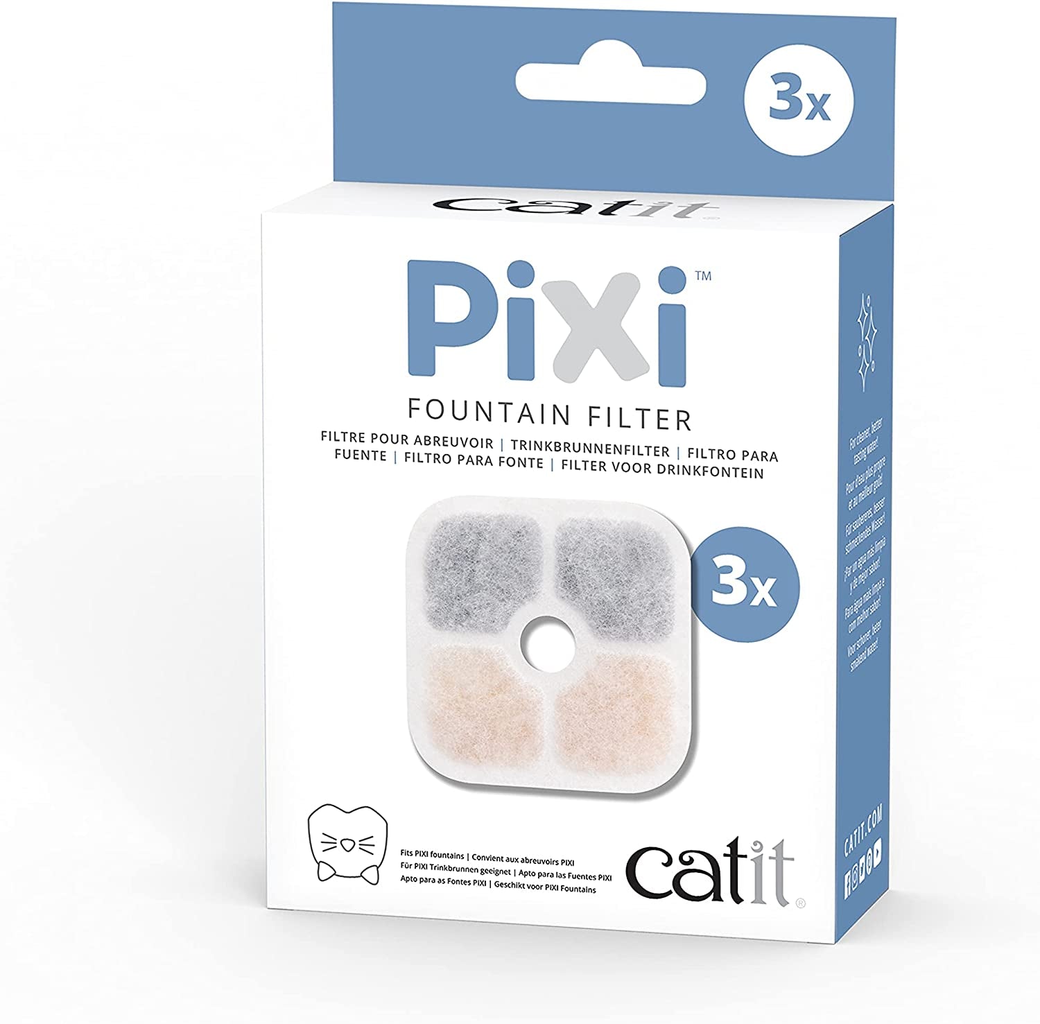 Catit 43722 Pixi Ersatzfilter, Trinkbrunnenfilter dla Catit Pixi Trinbrunnen, 6er Pack, Weiß