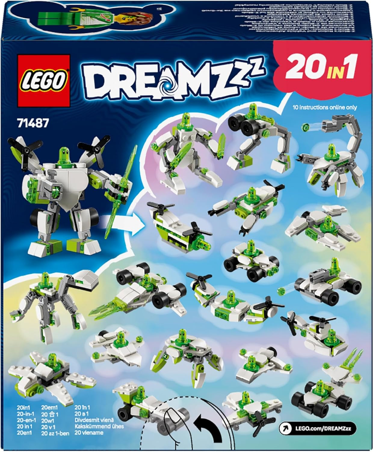 LEGO Dreamzzz Przygoda Z-Bloba z robotem i pojazdem, zabawkowy mech 20 w 1, dla dziewcząt i chłopców, dzieci w wieku od 7 lat, zestaw fantasy z minifigurką Mateo, 20 wersji Z-Bloba 71487 Zestawy do budowania Szukaj w sklepie LEGO