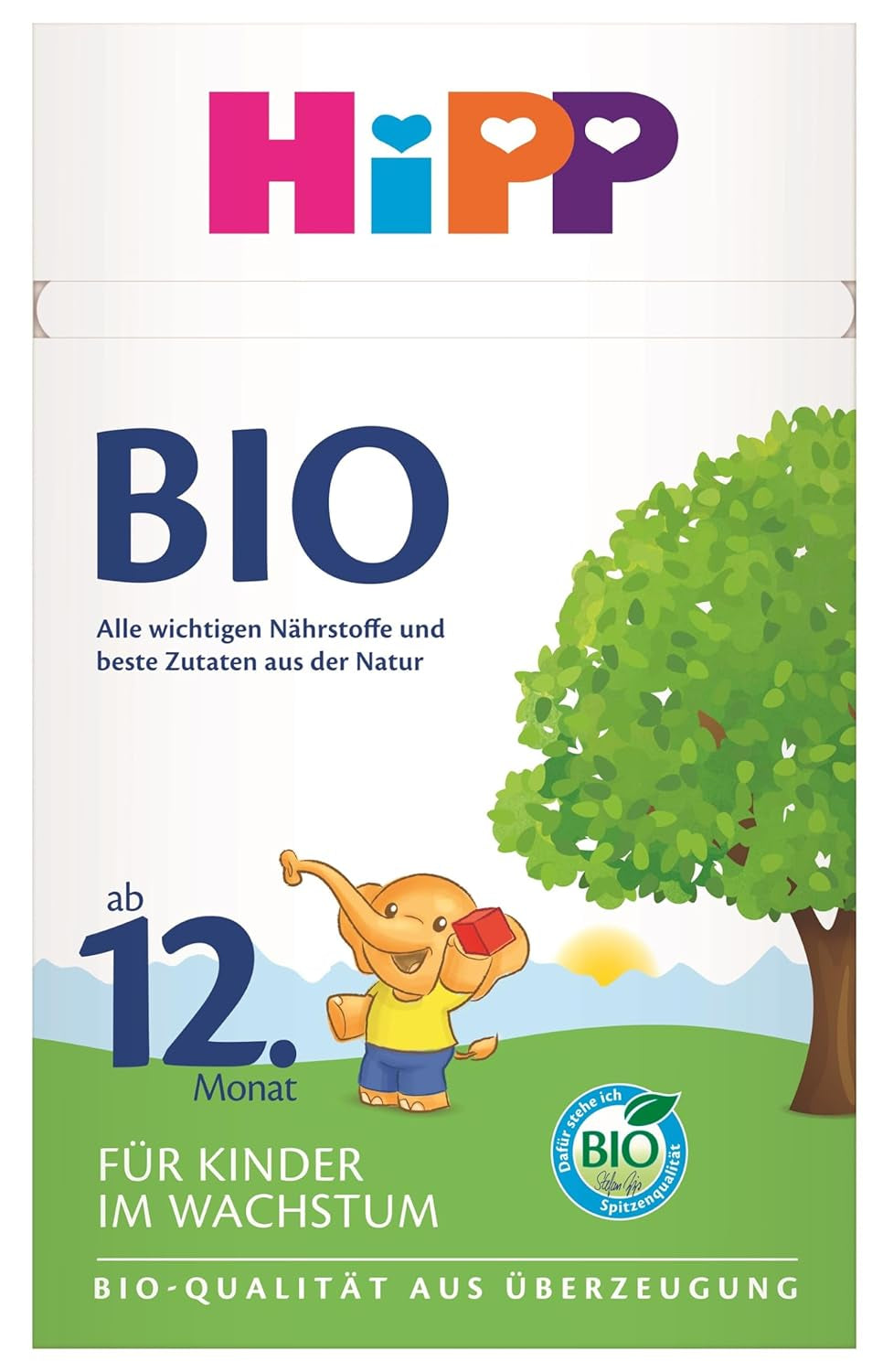 HiPP Organiczne mleko wzrostowe (4 x 600 g) po 12 miesiącach z wapniem, żelazem, witaminą C i D dla rosnących małych dzieci, najlepsza jakość organiczna