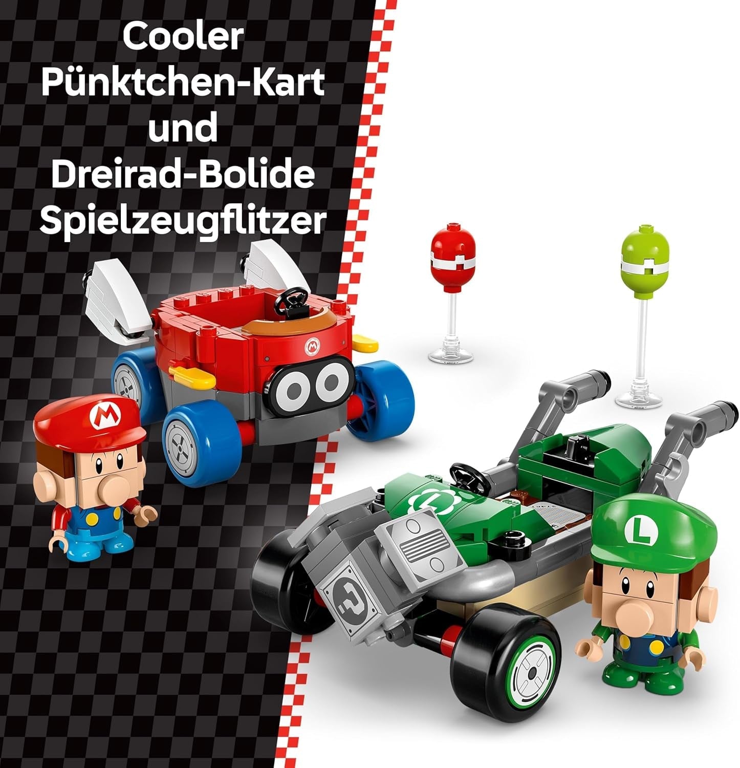 LEGO Mario Kart — Mały Mario kontra. Mały Luigi Nintendo Figurki kolekcjonerskie 2 Speedmeny do zbudowania Prezent dla chłopców, dziewcząt i graczy Zabawka przygodowa od 8. roku życia 72034 Zestawy do budowania Besuche den LEGO-Store