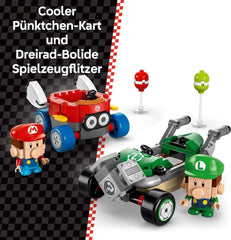 LEGO Mario Kart — Mały Mario kontra. Mały Luigi Nintendo Figurki kolekcjonerskie 2 Speedmeny do zbudowania Prezent dla chłopców, dziewcząt i graczy Zabawka przygodowa od 8. roku życia 72034 Zestawy do budowania Besuche den LEGO-Store