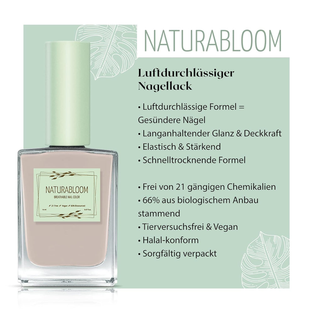 Szybkoschnący beżowy lakier do paznokci (Moon Dust) - naturalny lakier do paznokci o wegańskiej formule - oddychający, trwały i trwały, 14 ml