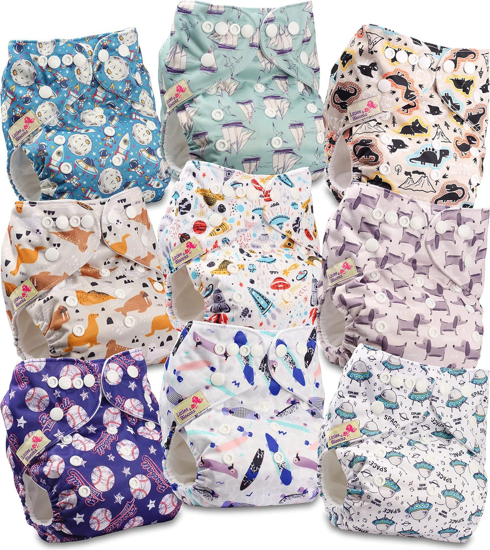 Littles and Bloomz FLP2-0406 Standardowa pieluszka wielokrotnego użytku z klipsem, 4 pieluszki