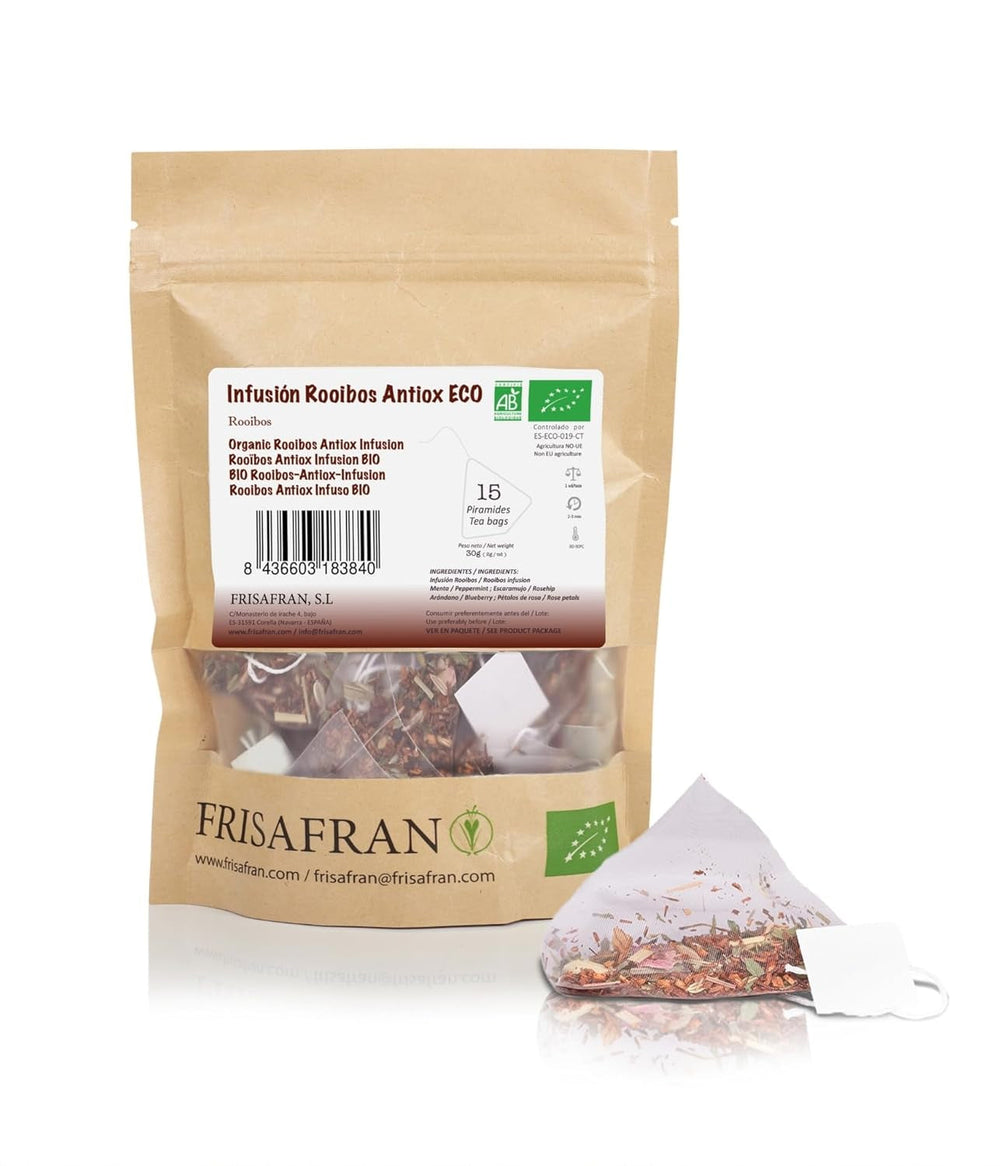 FRISAFRAN | Ceai verde organic Mint Gunpowder în piramide 30 unități | 60G | Antioxidant | Ceai verde japonez | Digestiv | Băutură răcoritoare | Infuzie de mentă | Ceai pur | Frunze de mentă | Cald-rece