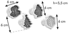 Forme de biscuiți Tescoma cu ștampilă Delicia de Crăciun, asortate, set de 4 piese