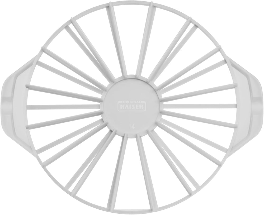 Separator de tort Kaiser Classic original, plastic, 31,5 cm, separator de tort pentru 14 sau 16 felii egale, separator de tort cu două fețe, alb