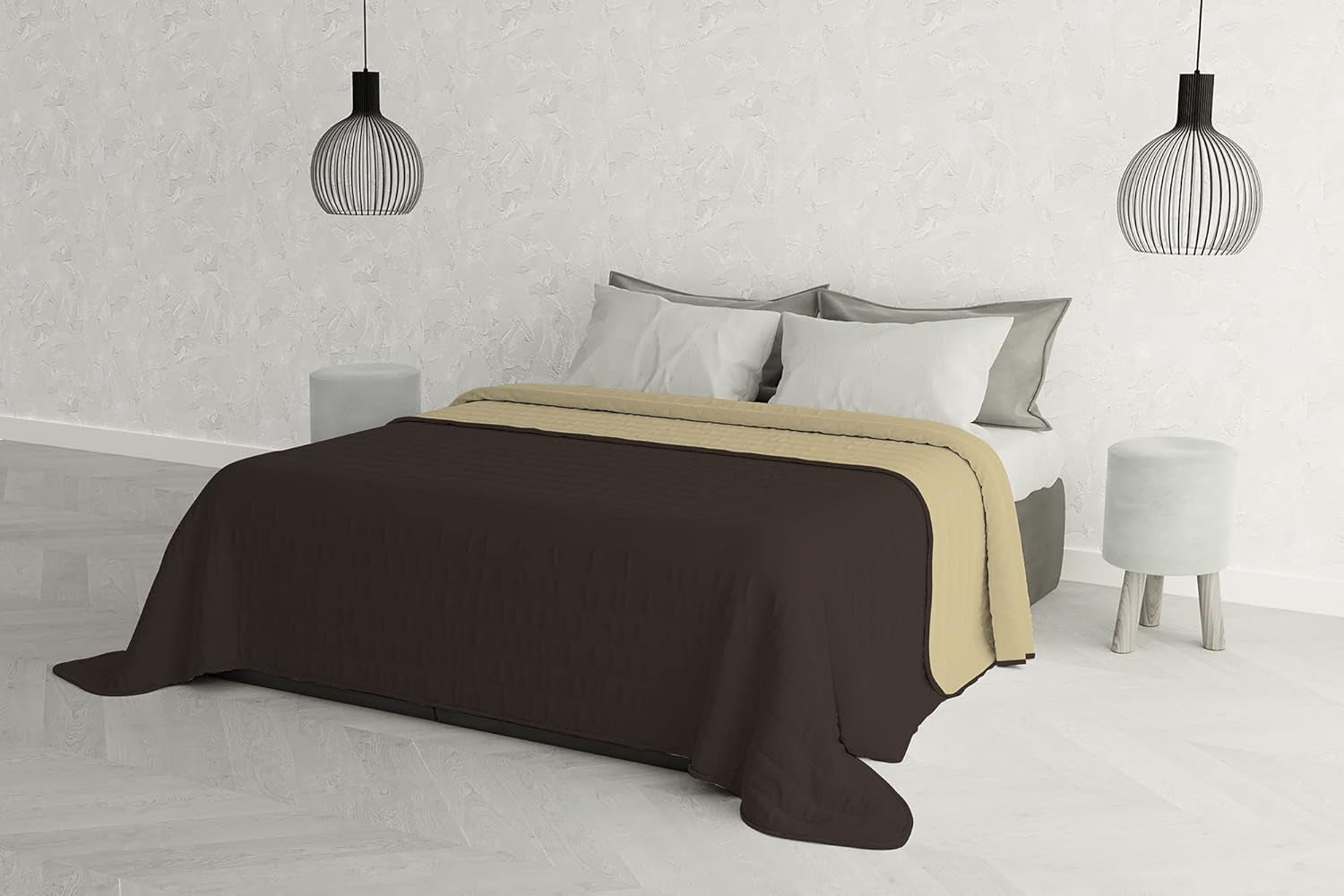 Elegancka kołdra na łóżko podwójne 260 X 270 cm Granatowy/Jabłkowy Zielony Łóżka i kołdry Besuche den Italian Bed Linen-Store Marrone/panna