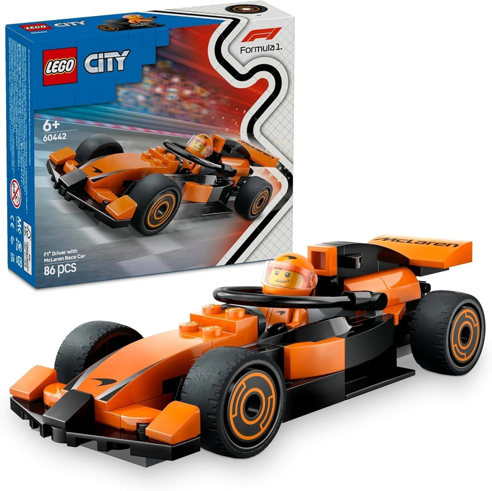 LEGO City F1 Racer z samochodem wyścigowym Mclaren - model zabawkowy Formuły 1 z samochodem wyścigowym i minifigurką - mały prezent dla chłopców i dziewcząt od 6 lat lub fanów sportów motorowych 60442 Zestawy do budowania Besuche den LEGO-Store Domyślny tytuł