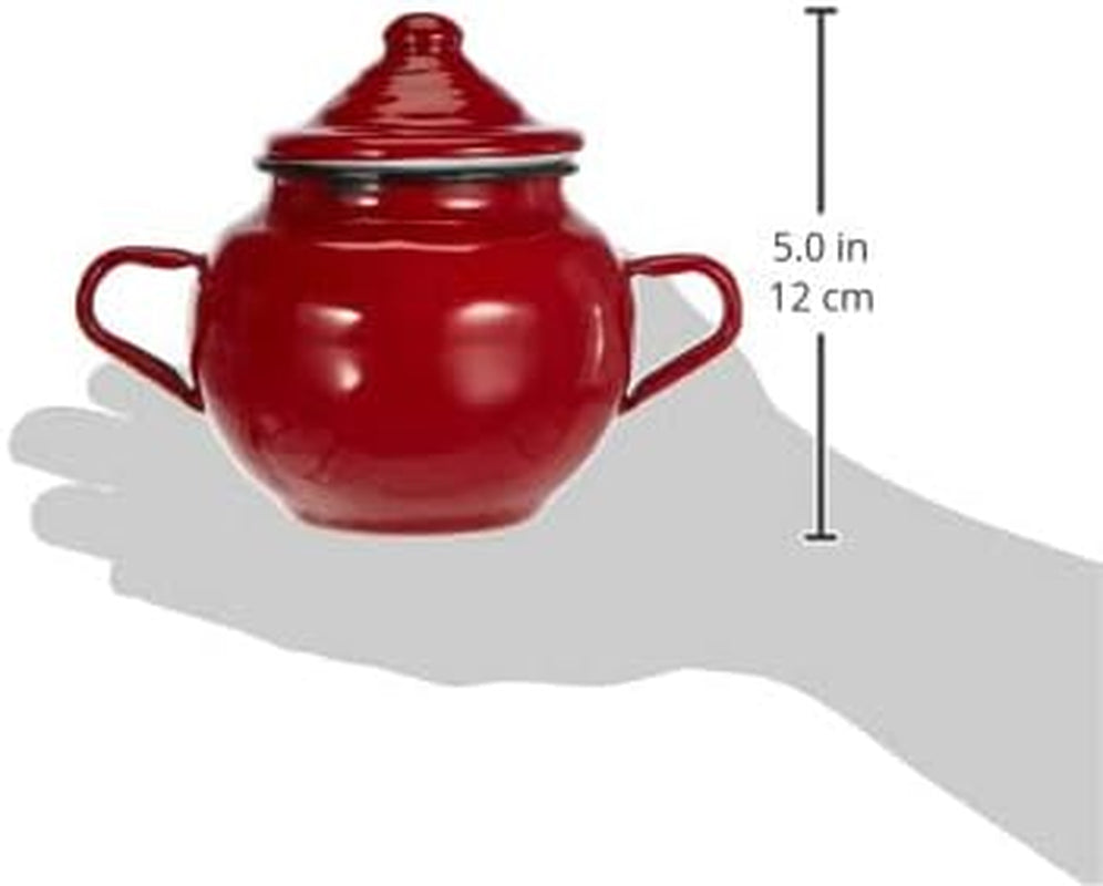 Zahărniță Roja cu capac, 0,5 l, din oțel emailat roșu, 10 x 10 x 20 cm, 2 bucăți