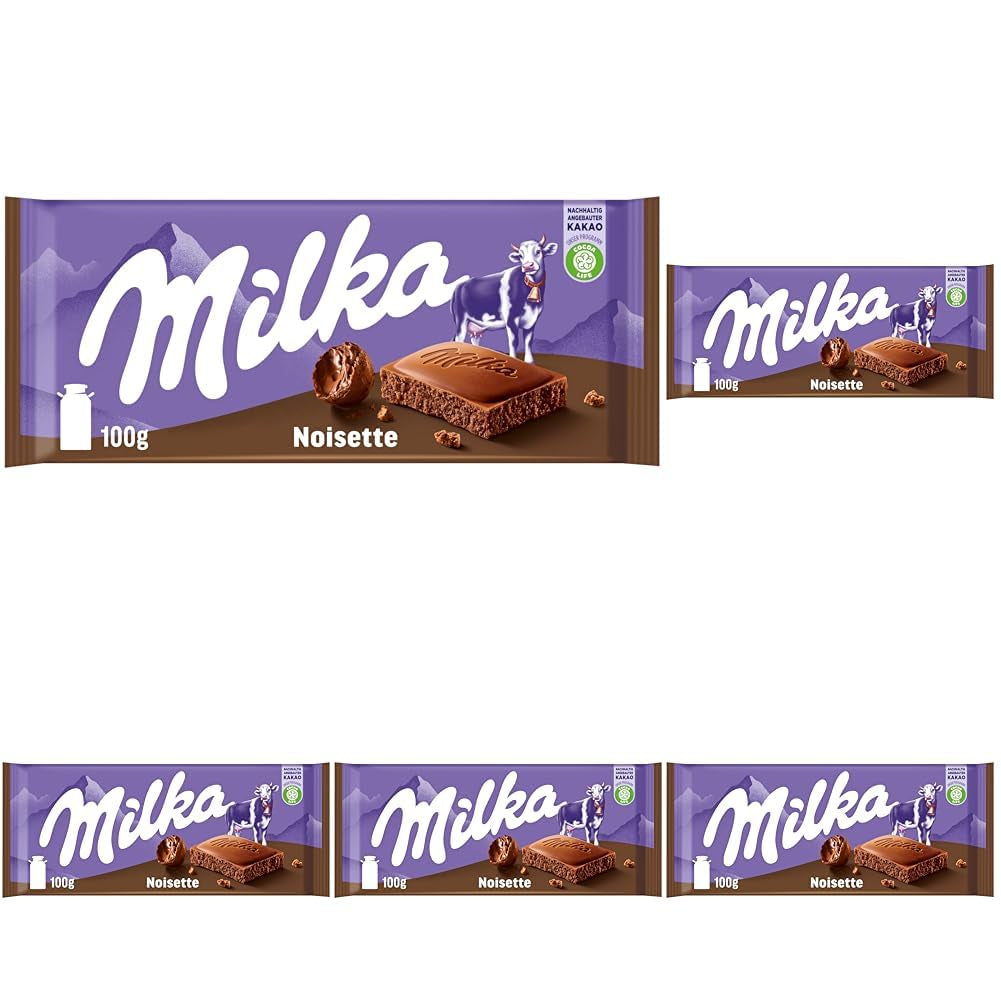 Milka Noisette – Alpejska czekolada mleczna z delikatnym i kremowym nadzieniem z orzechów laskowych – 25 x 90g