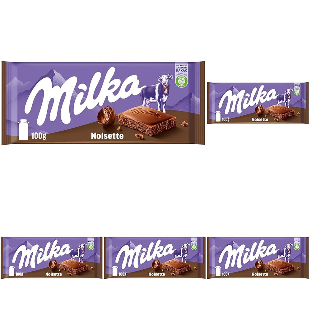 Milka Noisette – Alpejska czekolada mleczna z delikatnym i kremowym nadzieniem z orzechów laskowych – 25 x 90g