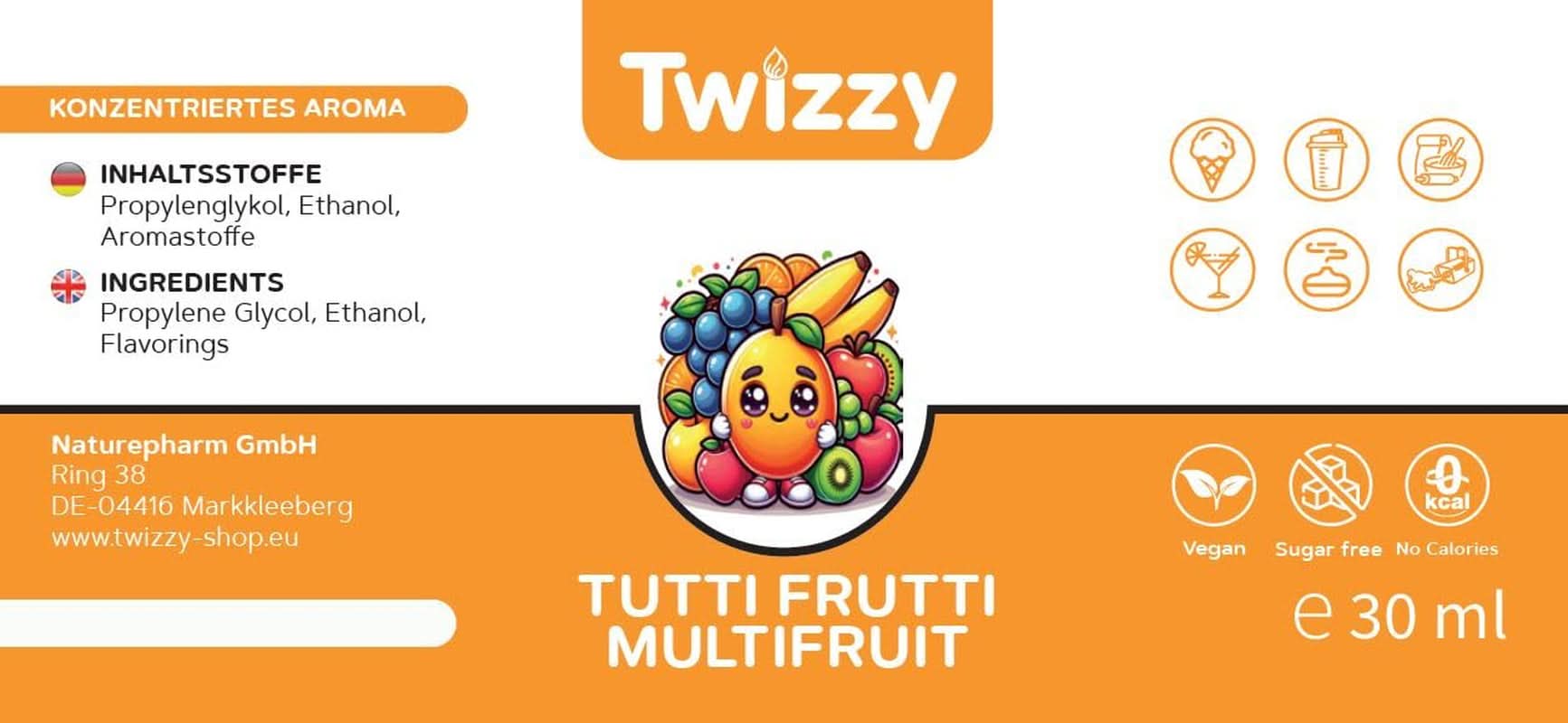 Twizzy Skoncentrowany aromat Tutti Frutti, 30 ml Aromas Naty Shop