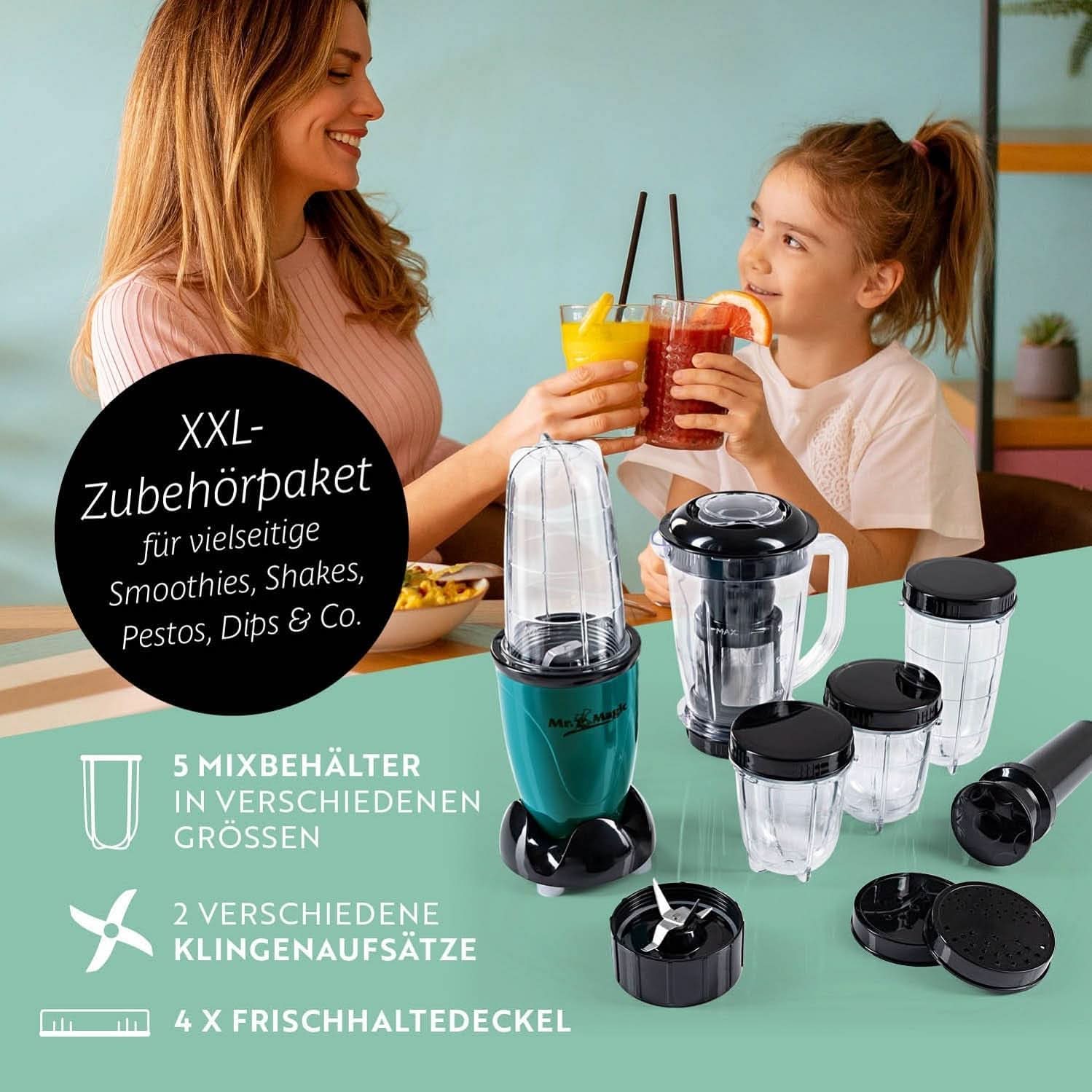 Gourmetmaxx Mr Magic Blender, Smoothie Maker z pakietem akcesoriów Xxl Naty Shop