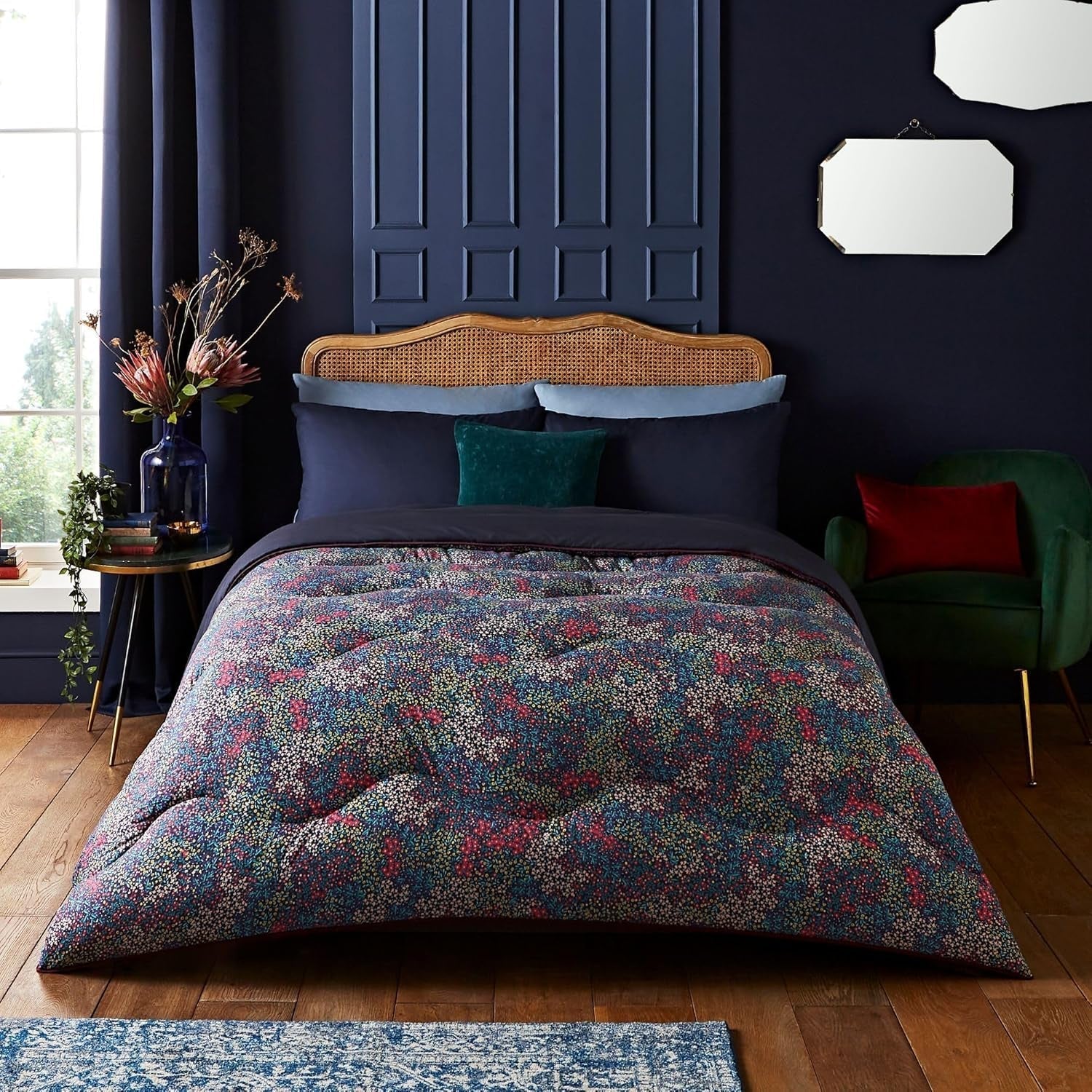 Przytulny koc z polaru Sherpa Night Lark, klasyczna czerwona krata, 9 Tog, luksusowy, puszysty, gruby i dwustronny, idealny na kanapę, łóżko, kanapę, kanapę. Hipoalergiczne, można prać w pralce, Rozmiar: Łóżka i kołdry Night Lark Podwójne łóżko Midnight Flower