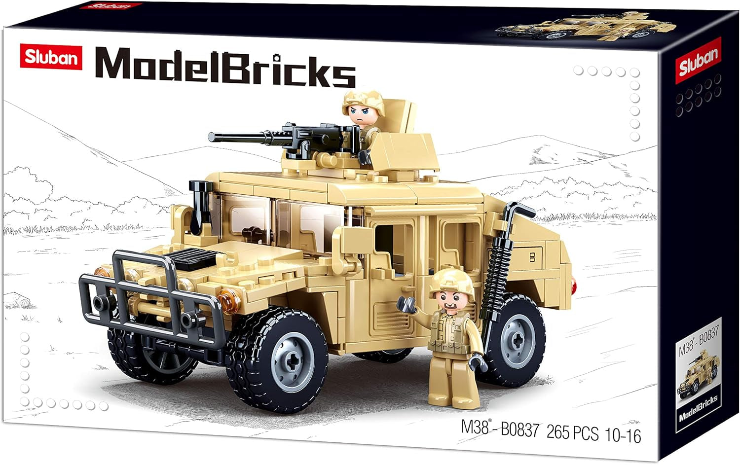 Gepanzertes Fahrzeug (265 Teile) [M38-B0837], Spielset , Klemmbausteine, Soldaten, mit Spielfigur, Army, Mehrfarbig, Sluban Klemmbausteine SL95707, Für Kinder ab 4 Jahren