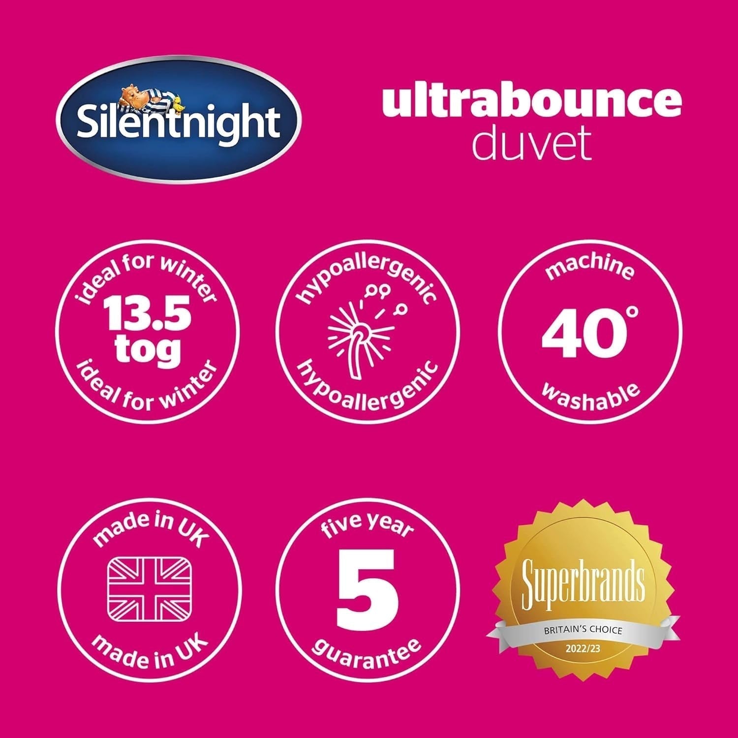 Kołderka Silentnight „Ultrabounce”, mikrofibra, biała, łóżko jednoosobowe Kołdry i kołdry Naty Shop