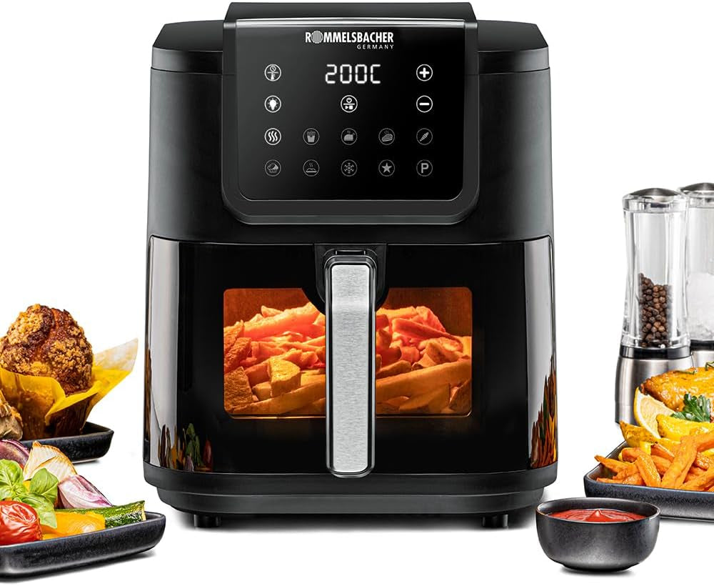 ROMMELSBACHER Frytownica na gorące powietrze z okienkiem FRH 1700, 10 programów, cicha Sprzęt AGD Naty Shop 8 litrów