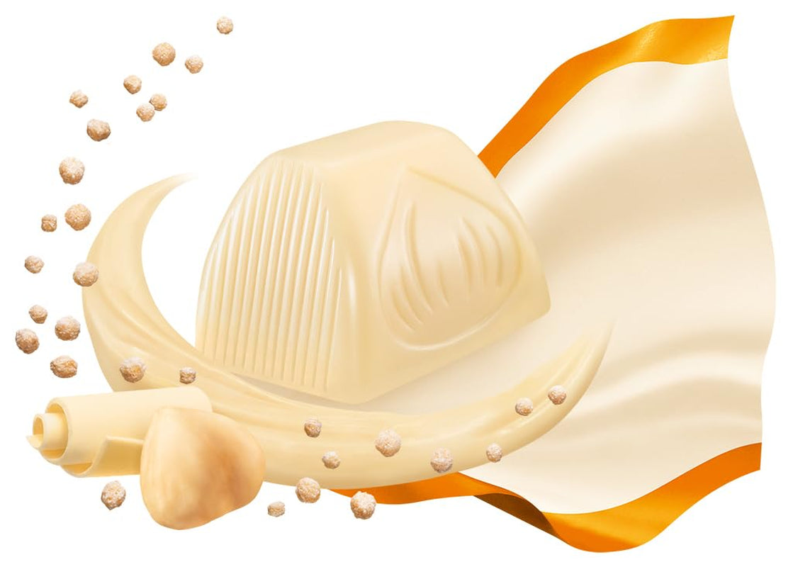 Ferrero Küsschen White Crispy - Prezent na Walentynki dla niego i dla niej - Chrupiące prażone orzechy laskowe w jasnej śmietanie z chrupiącymi chipsami, oblane białą czekoladą, 1 opakowanie 20 pojedynczych pralinek