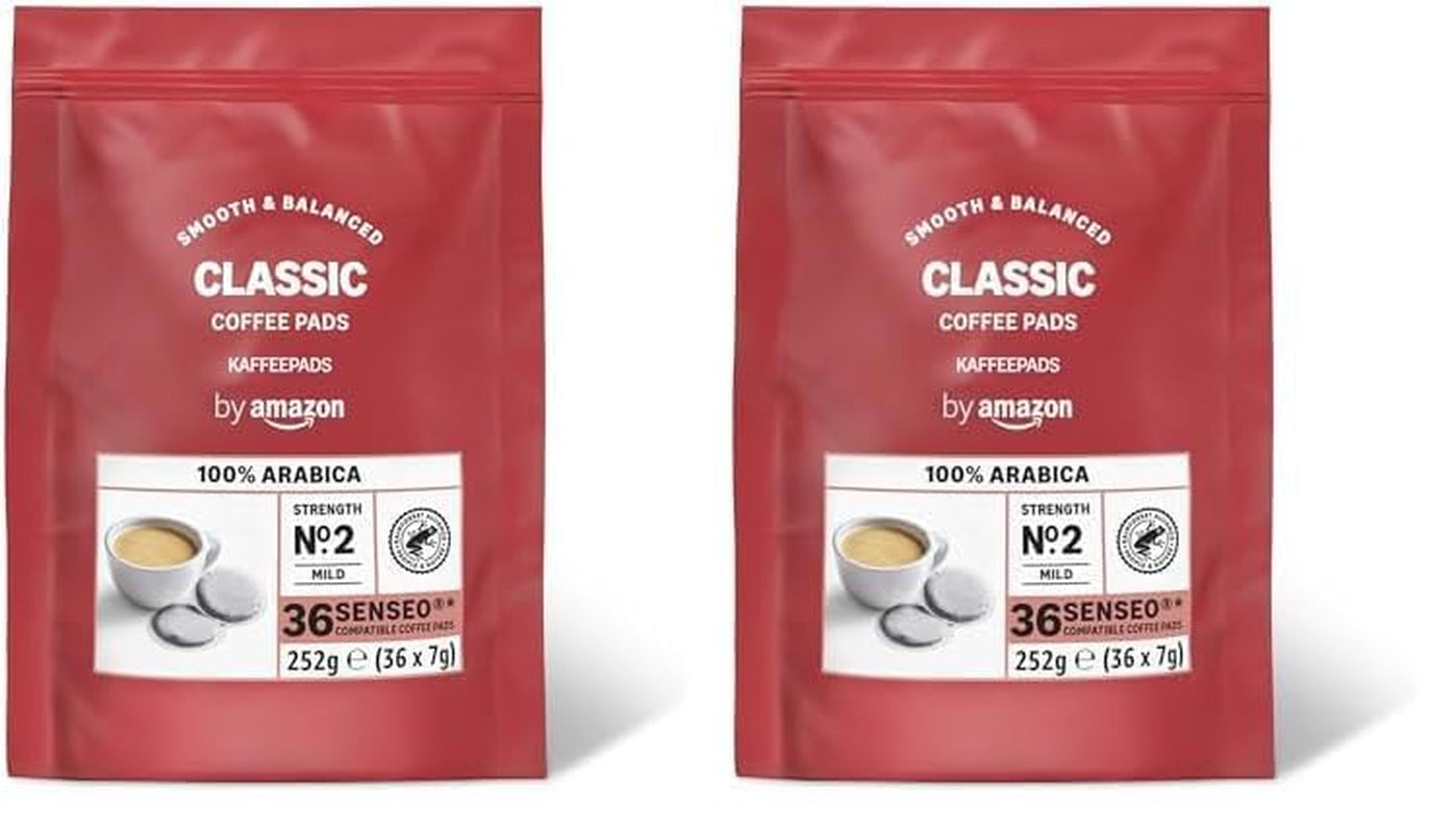 Kaffeepads Classic 100% Arabica, Geeignet für Senseo Maschinen, 36 Stück (1er-Pack) (Packung mit 2)
