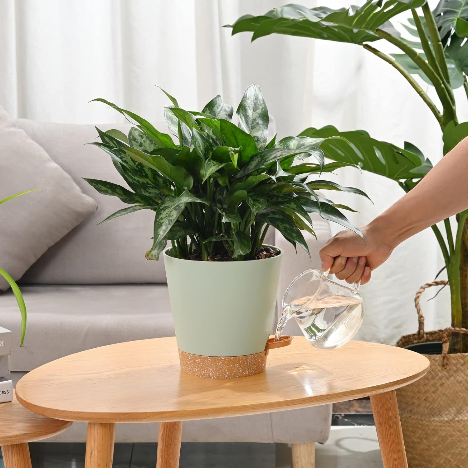 Ghivece de flori, 6 bucăți, 12,7 cm, jardiniere cu auto-udare, drenaj ridicat, ghivece de flori pentru interior și exterior, cu tavă rezervor și margine de udare, jardinieră de grădină, grădină