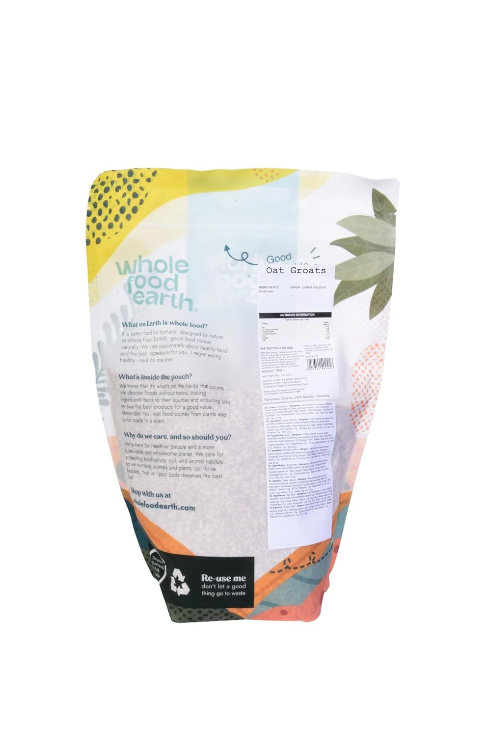 Kasza Owsianka Pełnoziarnista Ziemia 2 kg | Bez GMO | Naturalne | Bogaty w błonnik