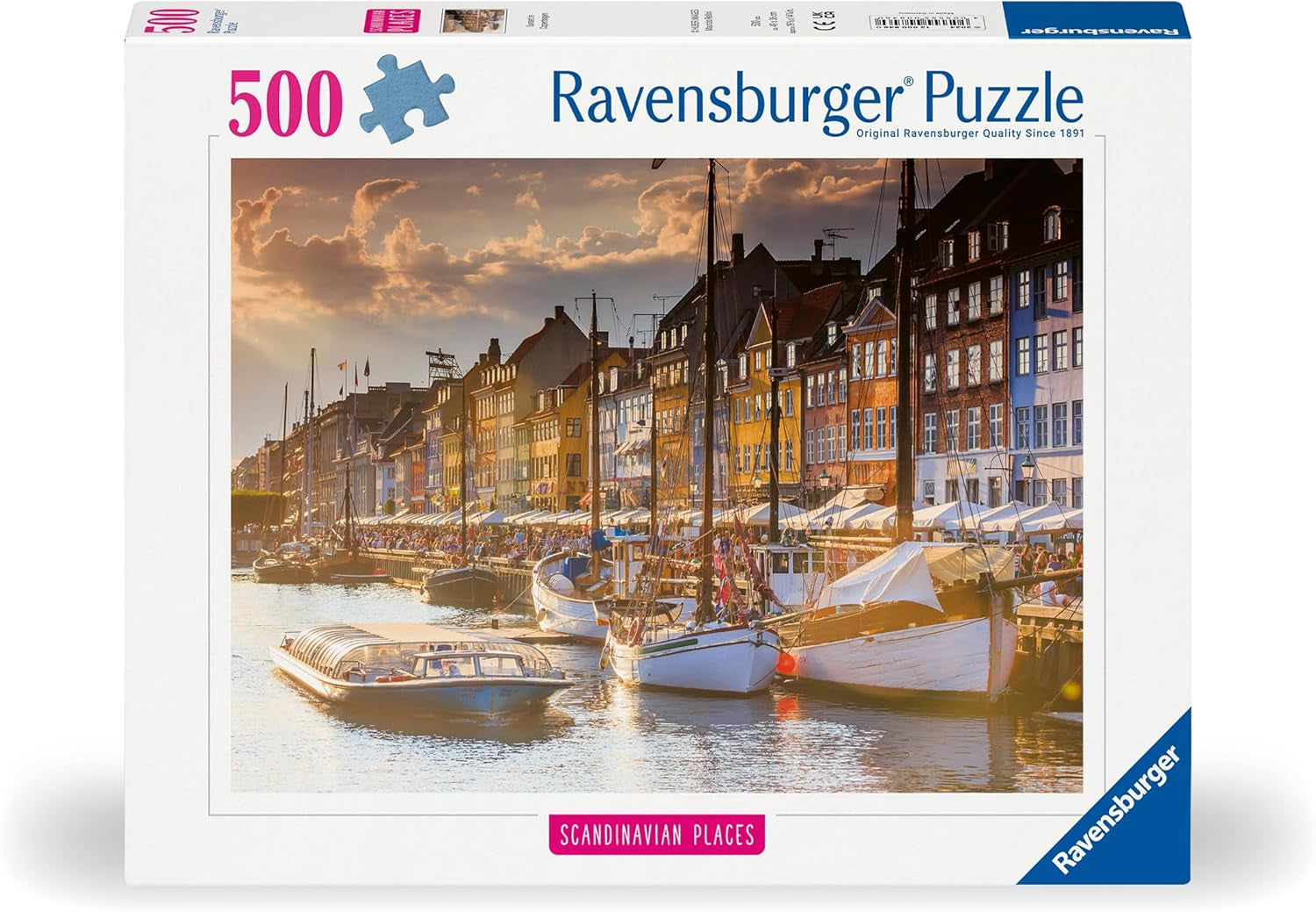 Ravensburger Puzzle 12000846, Miejsca skandynawskie - Zachód słońca w Kopenhadze - układanka 500 elementów dla dorosłych i dzieci powyżej 12 lat Puzzle Naty Shop