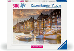Ravensburger Puzzle 12000846, Miejsca skandynawskie - Zachód słońca w Kopenhadze - układanka 500 elementów dla dorosłych i dzieci powyżej 12 lat Puzzle Naty Shop