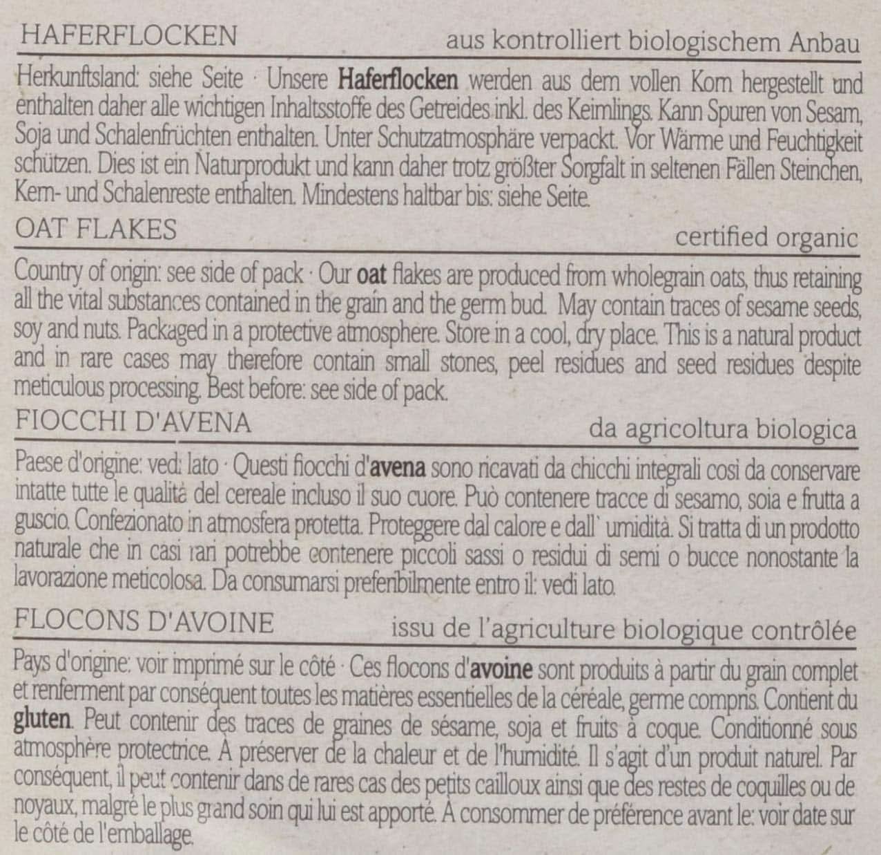 Fulgi de ovăz Verival - Organic, pachet de 6 x 500 grame Cereale Naty Shop