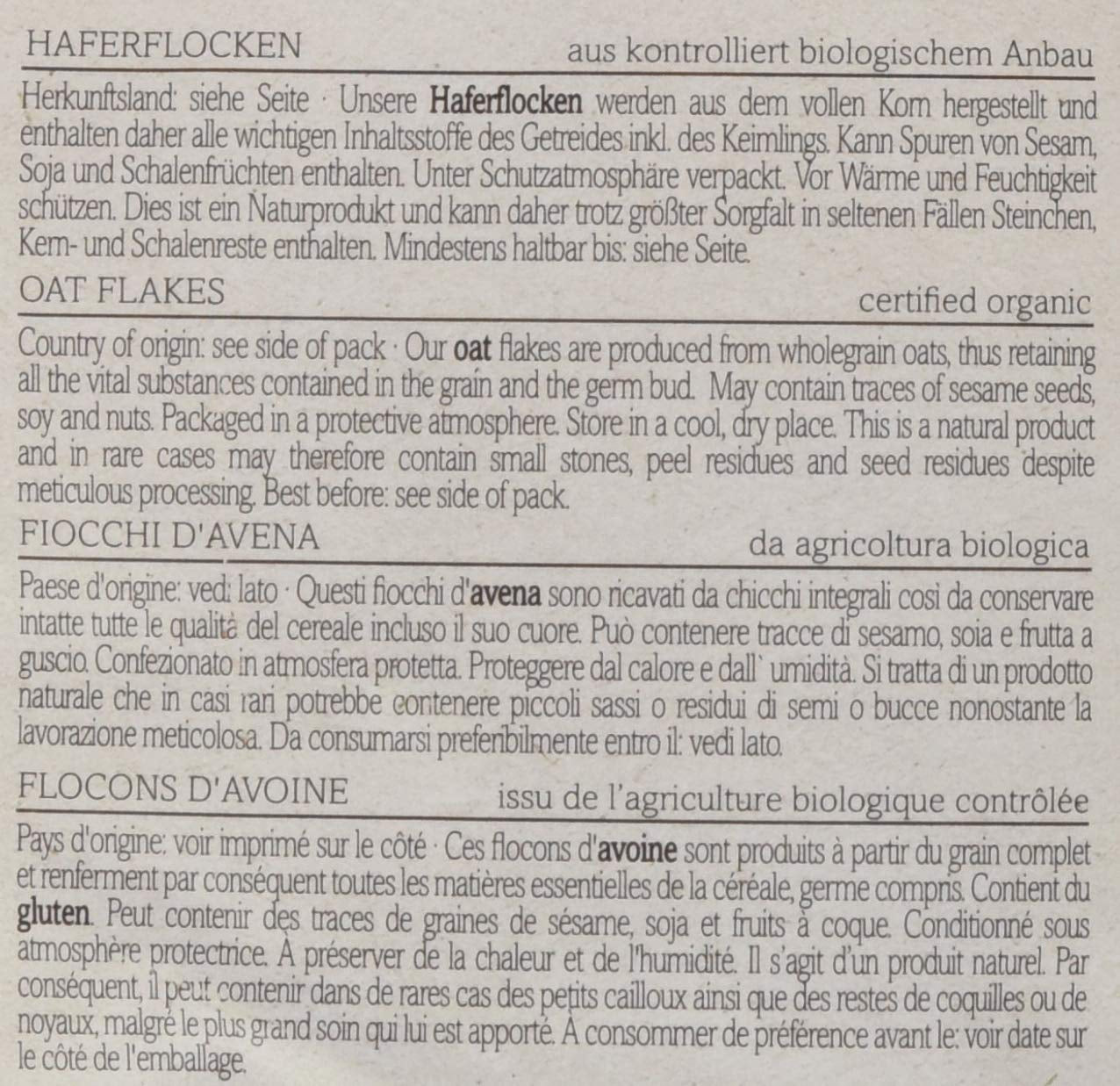 Verival Organiczne płatki owsiane, opakowanie 6 sztuk (6 x 500g)