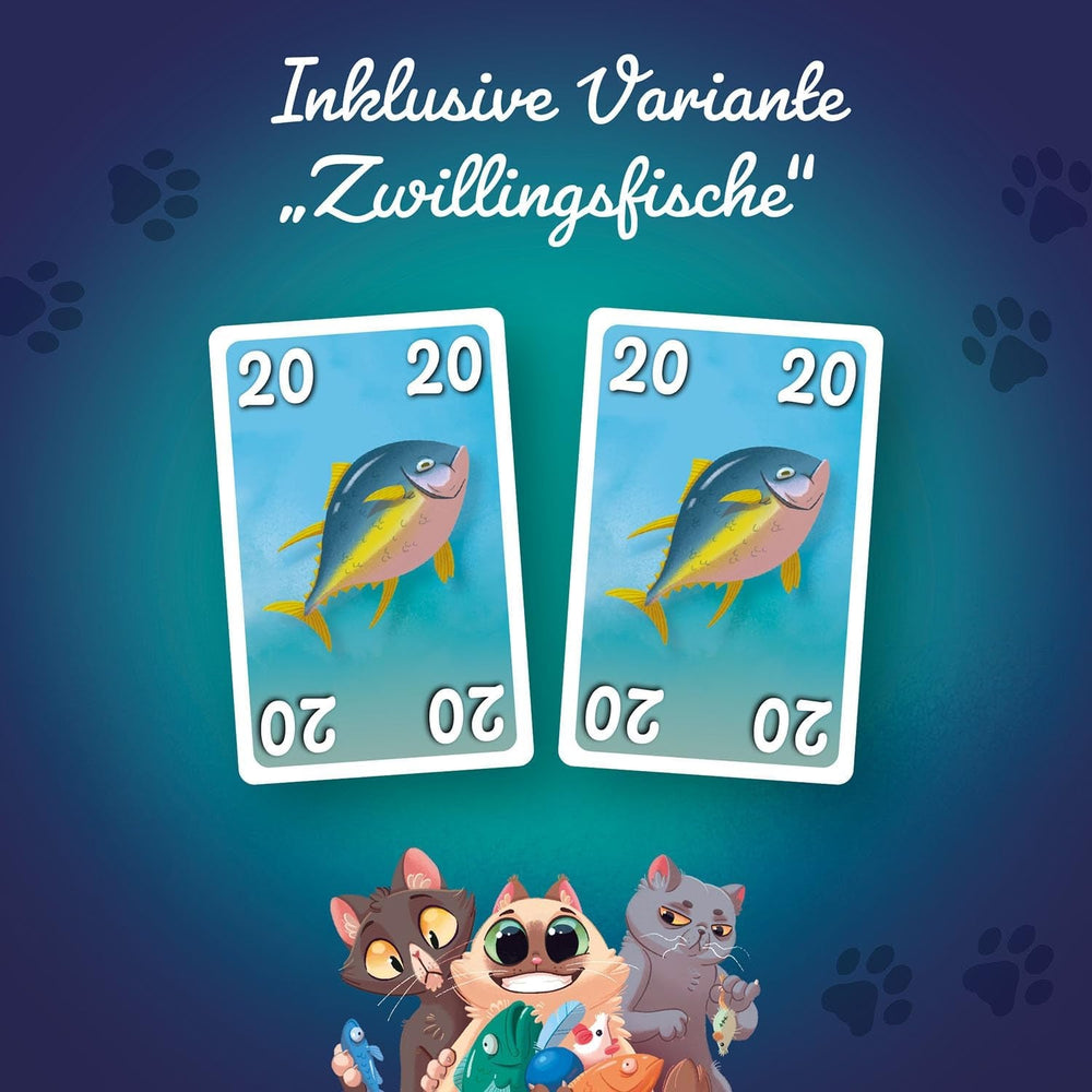 Kosmos 741846 Joc de cărți Fish & Fluff, un joc distractiv de licitare pentru întreaga familie, joc de societate pentru 2-6 jucători cu vârsta de 8 ani și peste, joc de petrecere