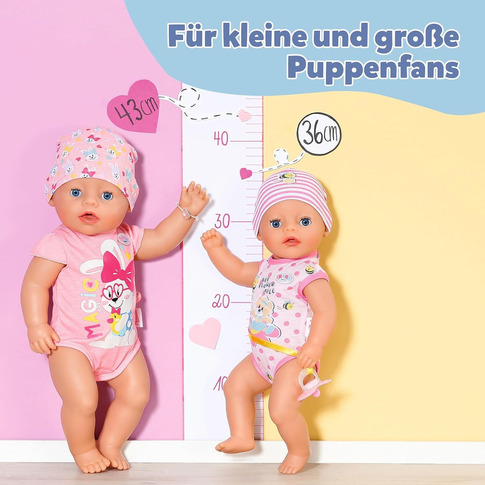 BABY Born Lena (Fetiță) - păpușă bebeluș 36 cm - 7 funcții, inclusiv accesorii și saltea - Funcționează complet fără baterii - Potrivită pentru copii mici de la 1 an