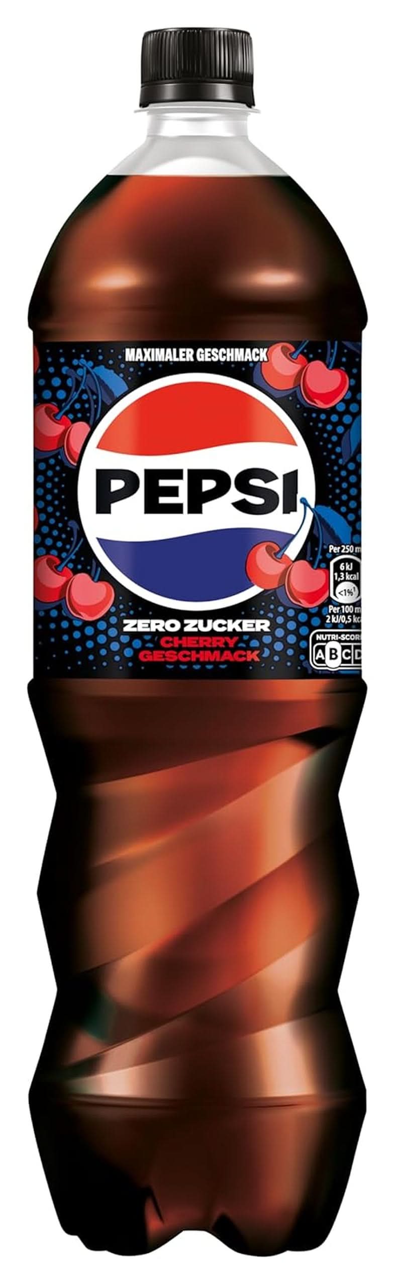 Pepsi Zero Sugar Cherry, Napój bezalkoholowy bez cukru, cola z kofeiną o smaku wiśniowym w butelce, zestaw 6 x 1,25 litra Naty Shop Wersja Klasyczna